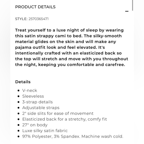 NWT Soma Satin Strappy Cami in Prism Purple Sleep Lounge Casual , size XXL - Picture 6 of 9